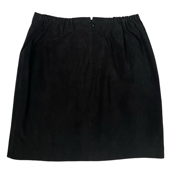Vtg Coldwater Creek Suede Skirt PM Black Minimalist Midi Lined Genuine Leather - Picture 2 of 9